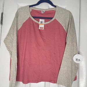 FULL CIRCLE TRENDS Trendy Plus Size Raglan-Sleeve Blush Combo 3X